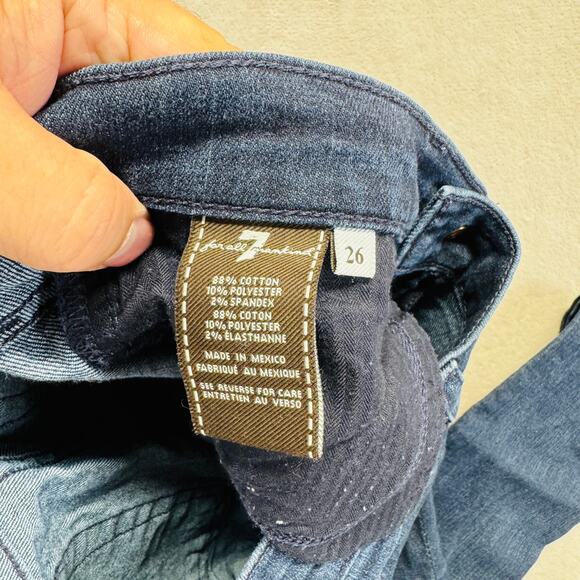 7 For All Mankind Jeans Womens 26 Med Wash Blue Denim Gwenevere‎ High Rise Ankle - Picture 5 of 14